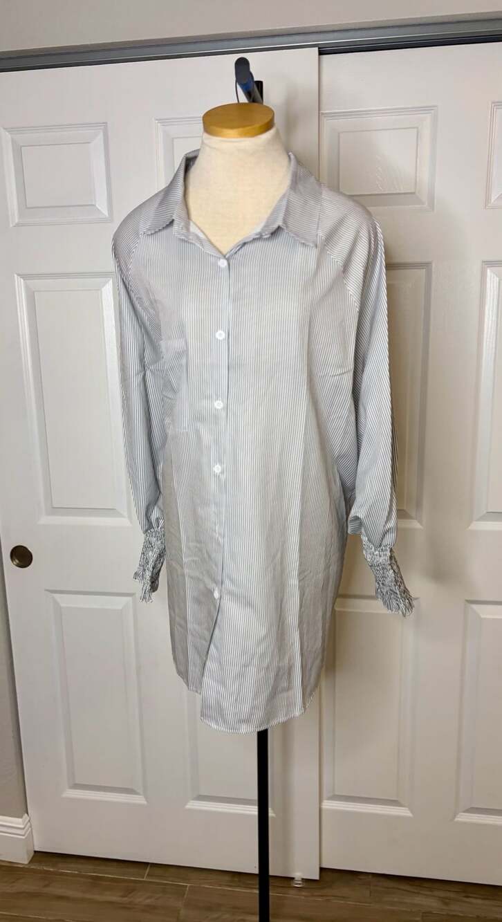 107-Unbranded Striped Oversized Button Down Shirt Dress Size 4XL